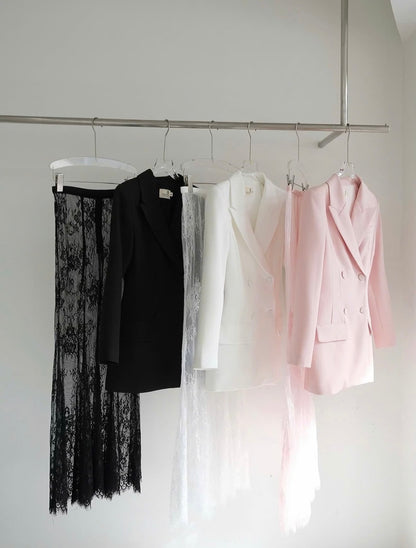 Jenna Oversized Blazer + Lace Skirt Set