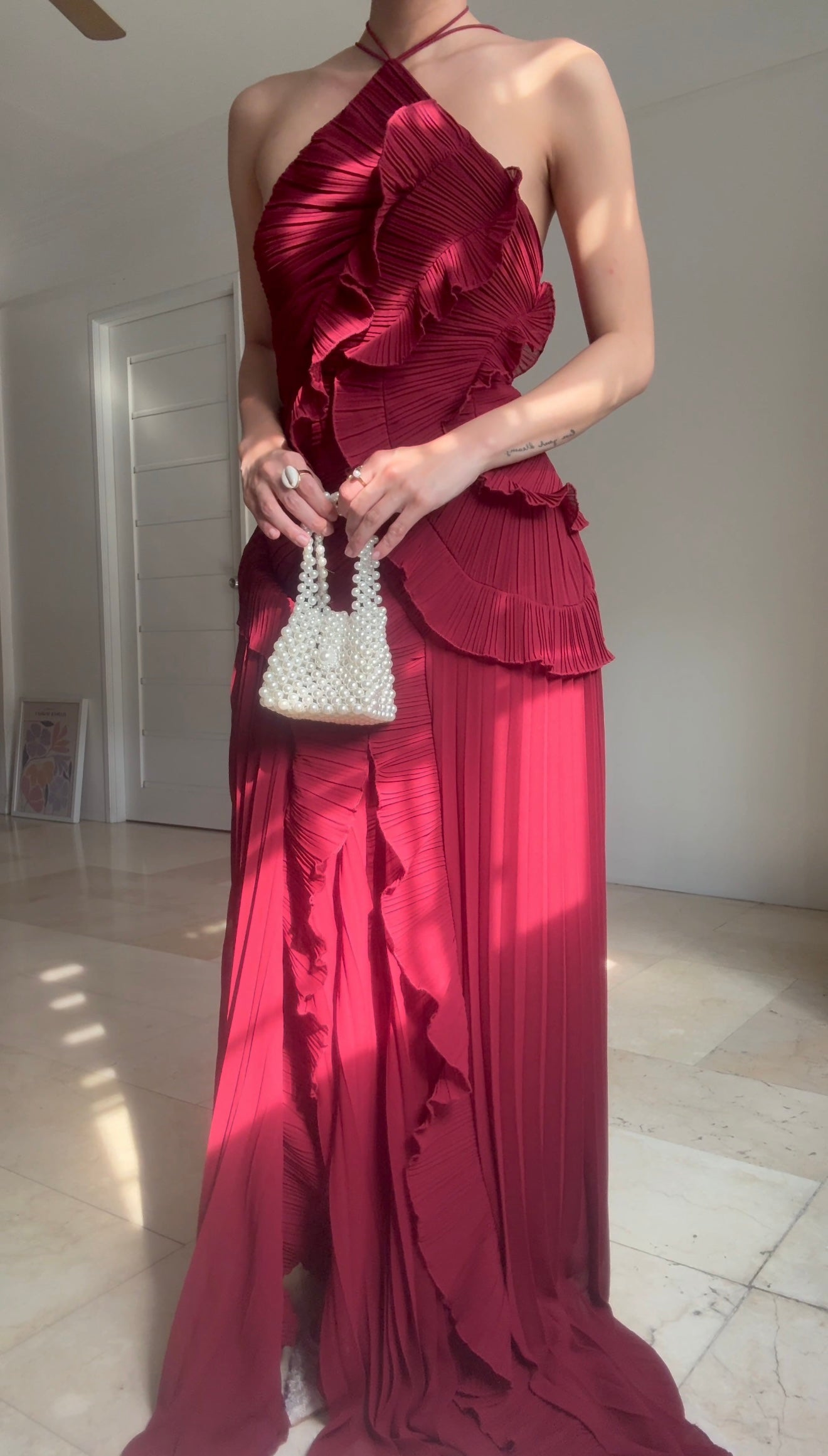 Monica Dress - Dark Red (Sizing runs big)