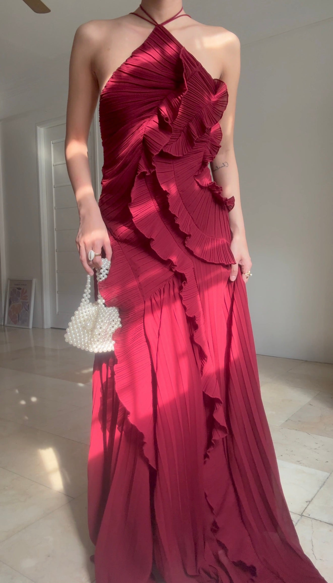 Monica Dress - Dark Red (Sizing runs big)