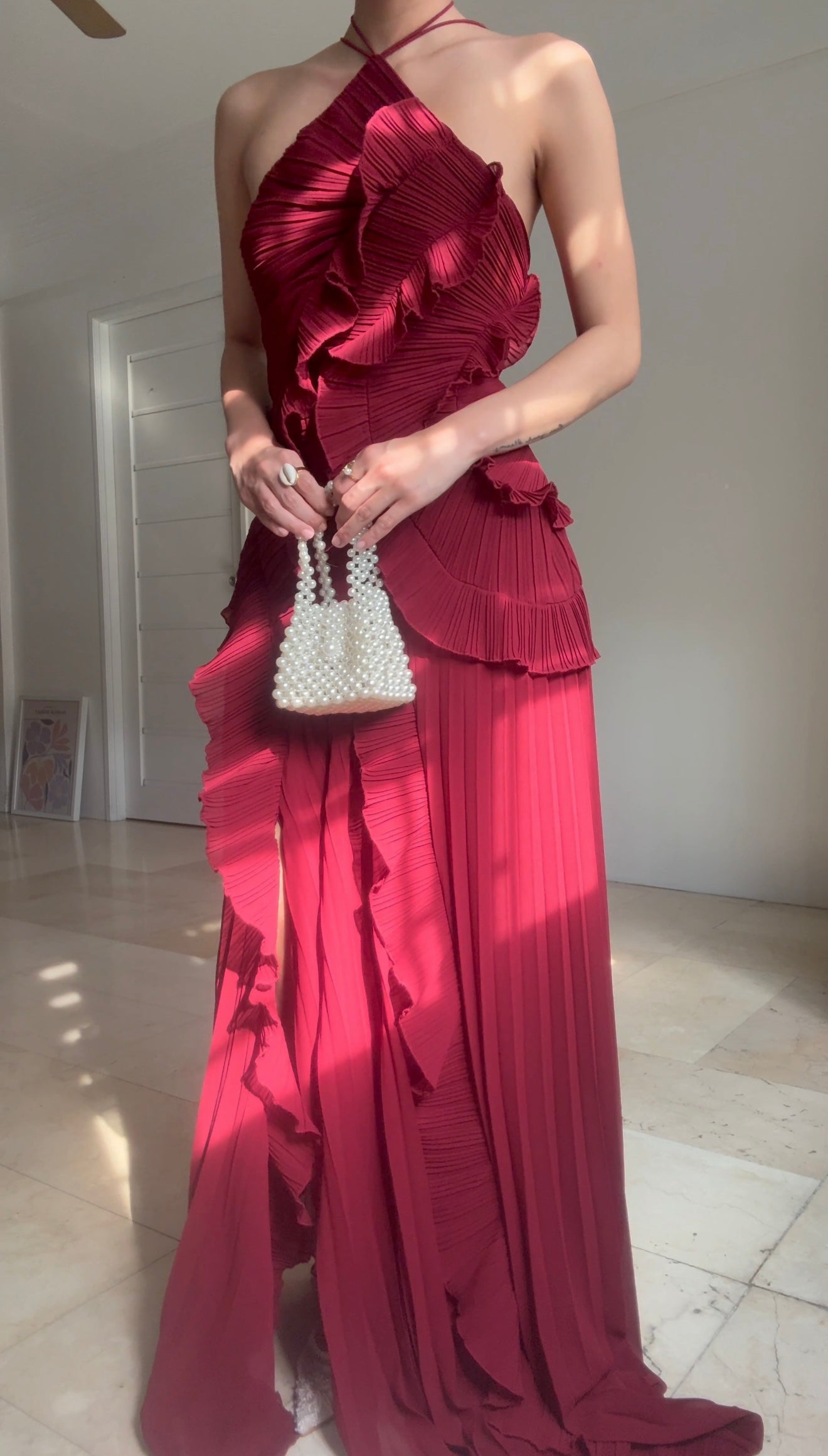 Monica Dress - Dark Red (Sizing runs big)